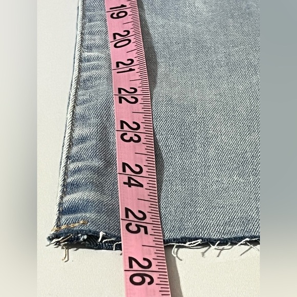 Express High Waisted Light Wash Raw Hem Cropped Flare Jeans size 14 - Picture 10 of 10